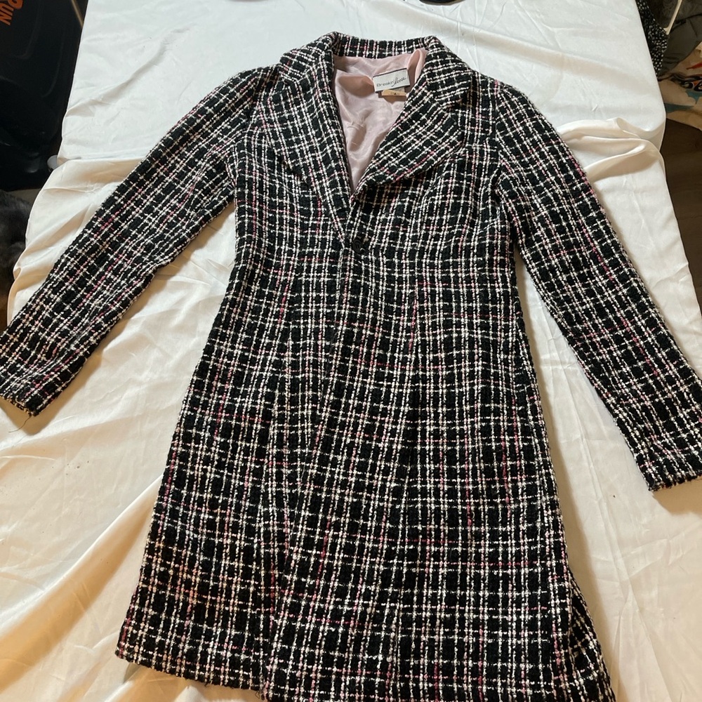 “Breakin Loose Tweed Coat Dress Size 3/4 Black Pink Bouclé Plaid Made in USA” - Picture 14 of 14